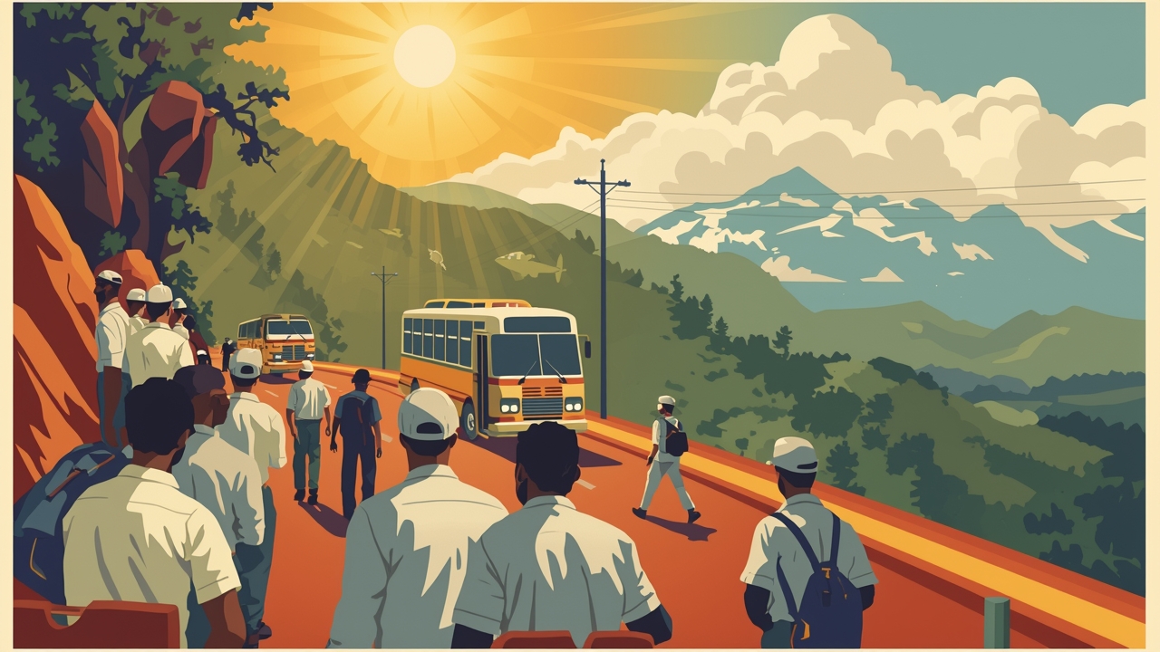 Bus and van collide on mountain road