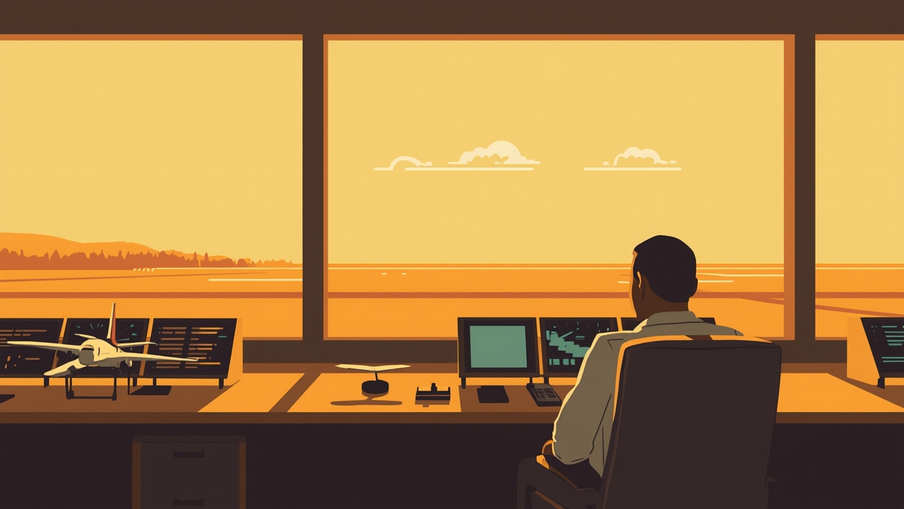 Air traffic controller at work after wake turbulence dispute